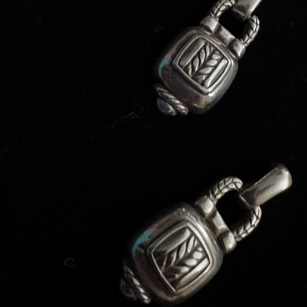 Brighton Silver Tone Lock Drop Earrings Etched Detail